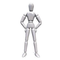 White Plastic Robot 3D Illustartion