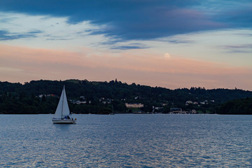Beautiful sunset landscape around Lake Windermere