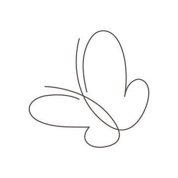 Butterfly Continuous Line Vector Illustration. Butter Fly Made With Single Editable Path.