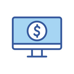 Isolated dollar inside computer line and fill style icon vector design