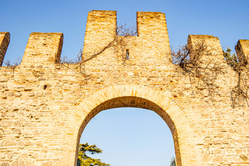 Entrance walls to the castle of Este in the province of Padua, Veneto - Italy