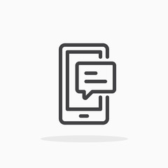 Phone chat icon in line style. Editable stroke.