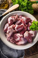 Fresh raw chicken hearts