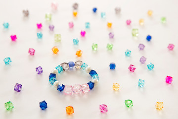 handmade bead bracelet set on white background