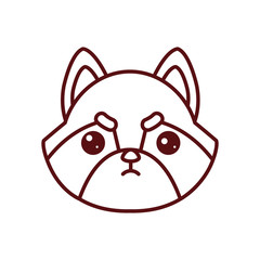 Cute kawaii raccoon cartoon line style icon vector design