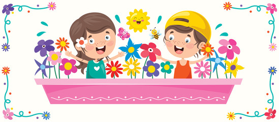 Concept Design With Colorful Flowers