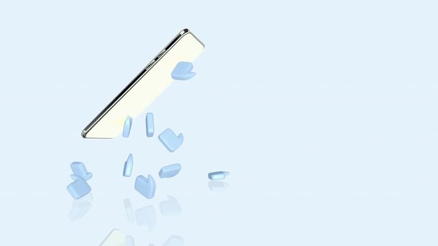 A person communicates on a mobile phone. The concept of messages and notifications on your phone. A lot of messages are being sent from your mobile phone. Animation of the modern way of communication.