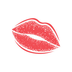 Modern Lips prints on a white background. Vector womans girl lipstick kiss mark.