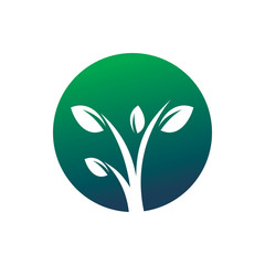 circle green blue nature leaf logo design