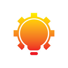 bright color idea bulb gear technology logo design