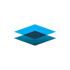 blue color data square stack logo design