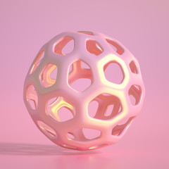 Abstract geometric shape with cells, grid, cell. 3d illustration, 3d rendering.