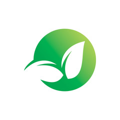 green nature leaf circle logo design