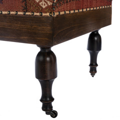 Vintage rug ottoman in white ground