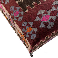 Vintage rug ottoman in white ground