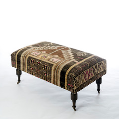 Vintage rug ottoman in white ground