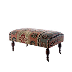 Vintage rug ottoman in white ground