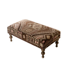 Vintage rug ottoman in white ground