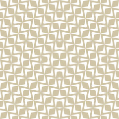 Golden mesh seamless pattern. Subtle vector abstract geometric ornament texture with diagonal wavy lines, delicate mesh, net, grid, lattice, lace. Gold and white luxury background. Repeatable design