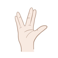 Vulcan salute. Vector color illustration by hand. Freehand drawing. Hand drawing