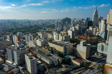 Obraz premium Aerial view of the city. The neighborhood of Santa Ifigenia. Sao Paulo city. Brazil South America. 