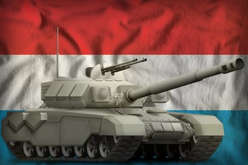 heavy tank on the Luxembourg national flag background. 3d Illustration