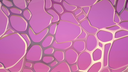 Abstract geometric shape with cells, grid, cell. 3d illustration, 3d rendering.