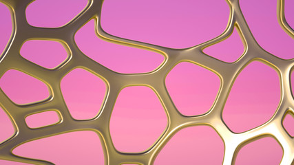 Abstract geometric shape with cells, grid, cell. 3d illustration, 3d rendering.