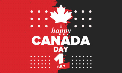 Happy Canada Day. National holiday, celebrated annual in July 1. Canadian flag. Maple leaf. Patriotic symbol and elements. Poster, card, banner and background. Vector illustration