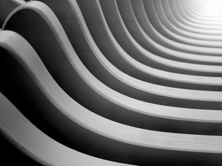 Abstract black and white photo of arhitectural curved details