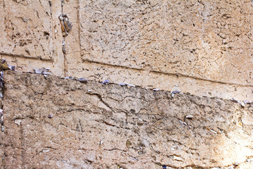 Jerusalem. Wall of Tears. The Western Wall. Notes with requests to God in the Western Western Wall.