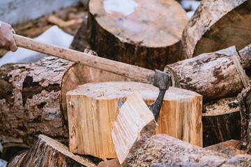 chopping the log