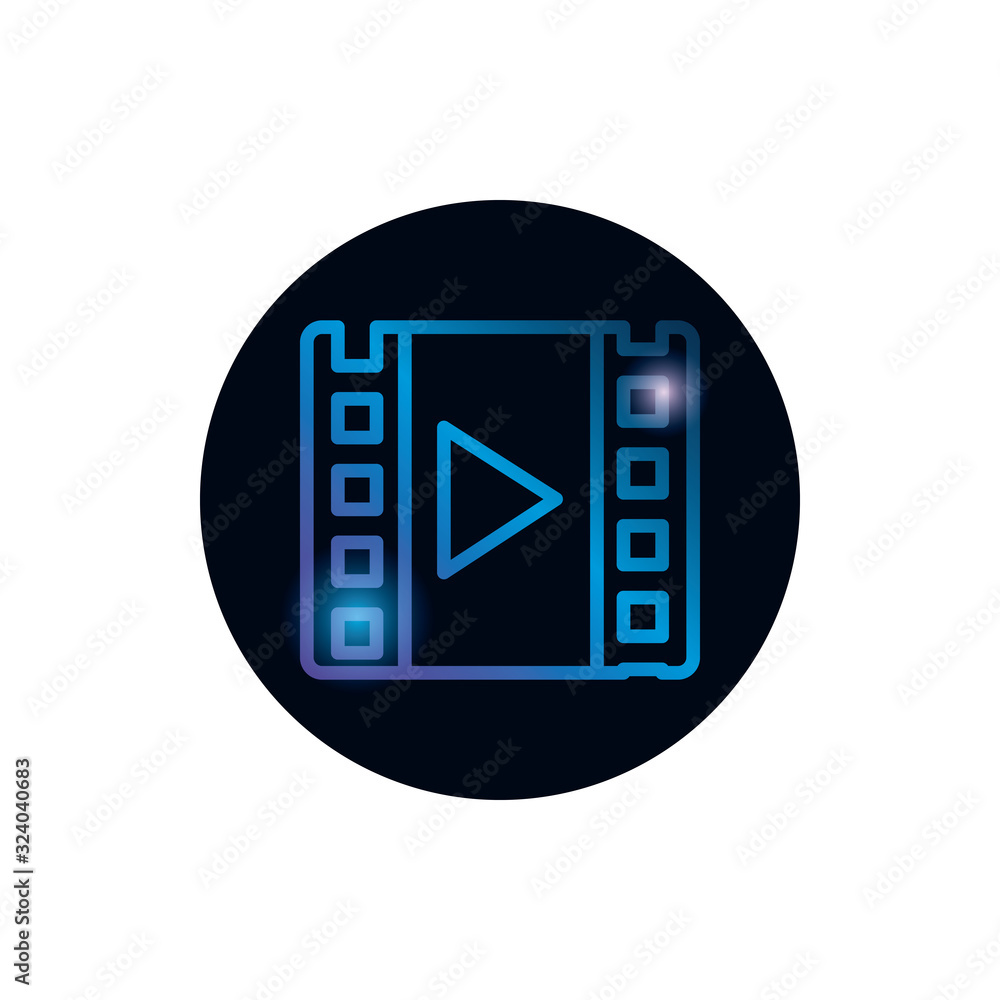 Poster isolated play and movie strip gradient style icon vector design