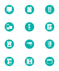 Technology block style icon set vector design