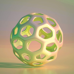 Abstract geometric shape with cells, grid, cell. 3d illustration, 3d rendering.