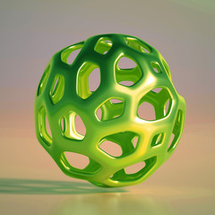 Abstract geometric shape with cells, grid, cell. 3d illustration, 3d rendering.