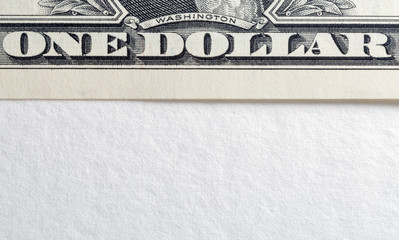 US one dollar bill macro sign with copy space