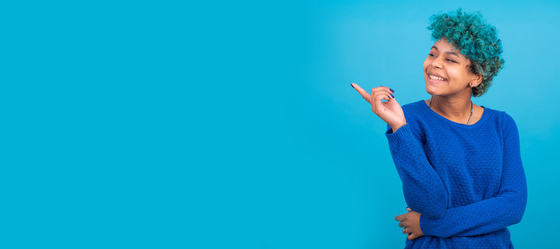 Young Woman Or Afro American Girl Isolated On Color Background