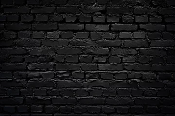 Aluminium Prints Brick wall Texture of a perfect black brick wall as background or wallpaper