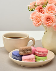holiday. flowers. french macaroons or macaron. colourful
