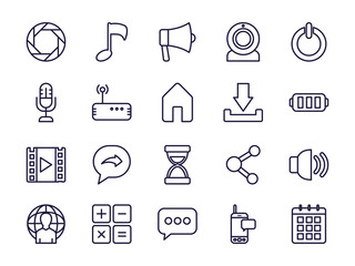 Isolated social media line style icon set vector design