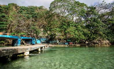 Fototapeta na wymiar dramatic image of a fresh water spring on the caribbean coast at Los Paros, dominican republic.