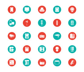 Technology block style icon set vector design