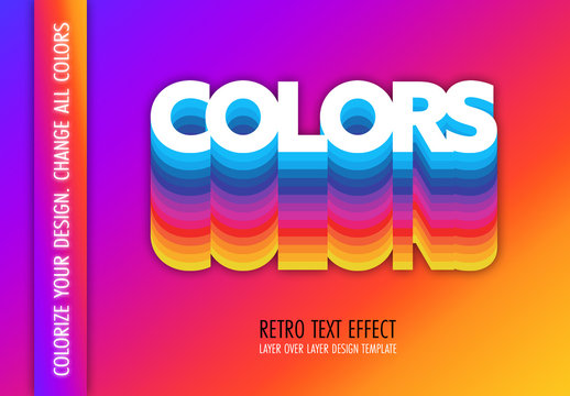Retro Colors Text Effect Mockup