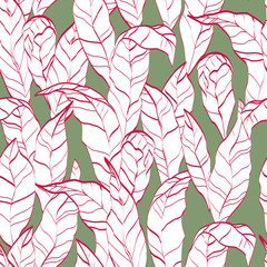 Nature. Red leaves. Floral seamless vector pattern
