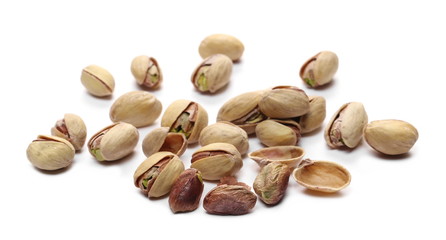 Pistachios isolated on white background