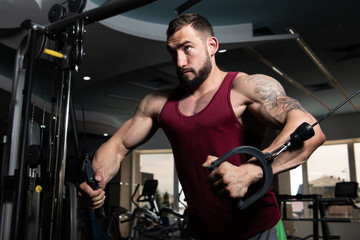 Naklejka premium Bodybuilder Exercising Chest On Machine
