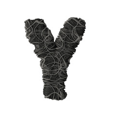 Letter Y stylized in the form of a rope pile - 3D render