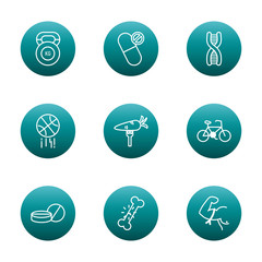 Healthy lifestyle block gradient style icon set vector design