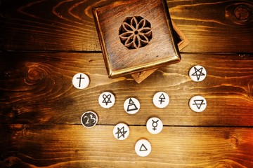 Symbols of religions and scarab beetle. Magic and witchcraft. Hermetic knowledge. Ancient magic symbols. Initiation and initiation.